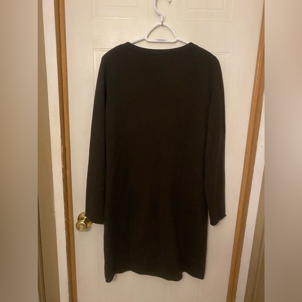 Garnet Hill Chocolate Brown Cashmere Longline Cardigan - Picture 2 of 9